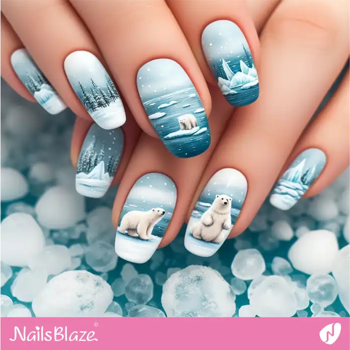 Polar Bear Surrounded by Snow and Ice | Polar Wonders Nails - NB3126